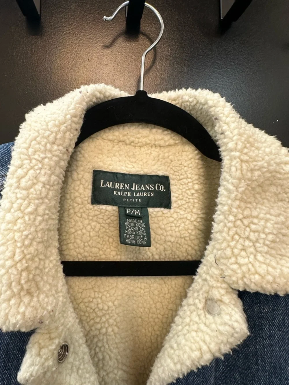 Ralph Lauren Light Blue Denim Jacket with Cream Sherpa Collar - Picture 2 of 3